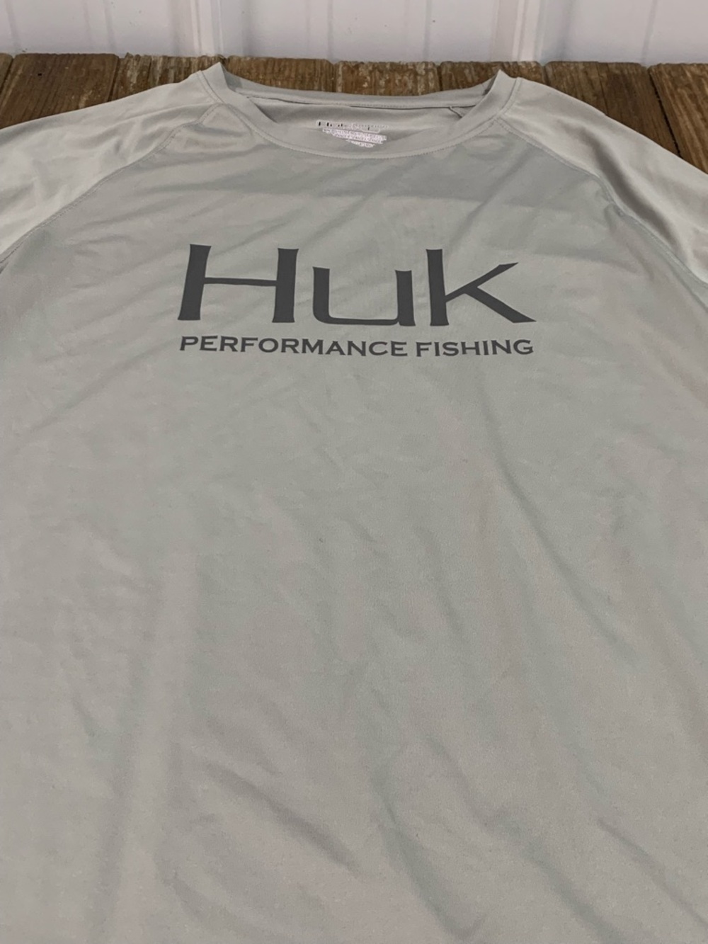 Huk Light Gray Long-Sleeve Performance Fishing Shirt